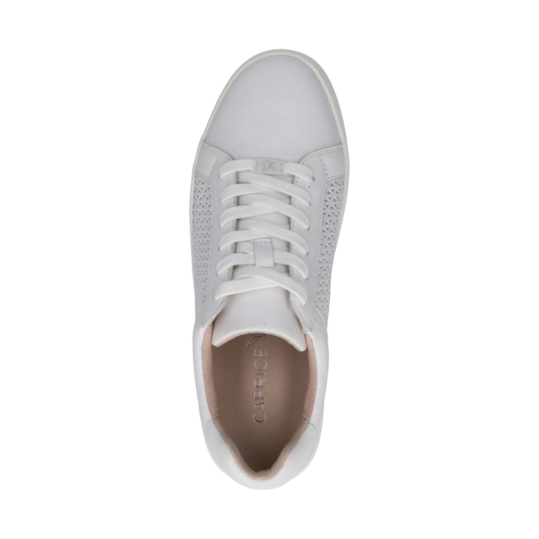 Caprice womens white nappa leisure trainers | Vilbury London