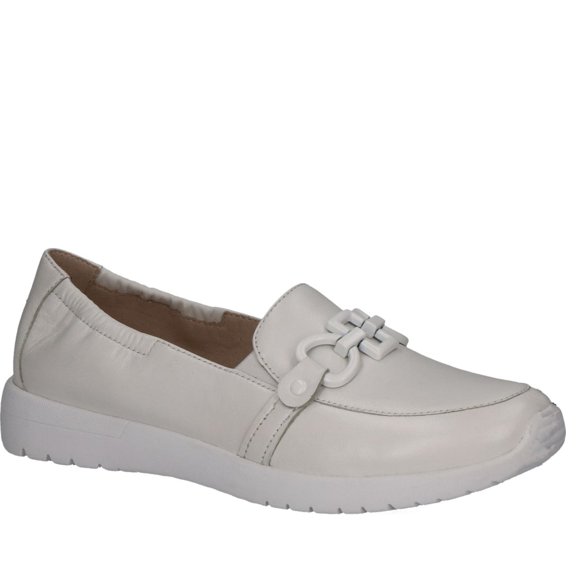 Caprice womens white softnap casual closed loafers | Vilbury London