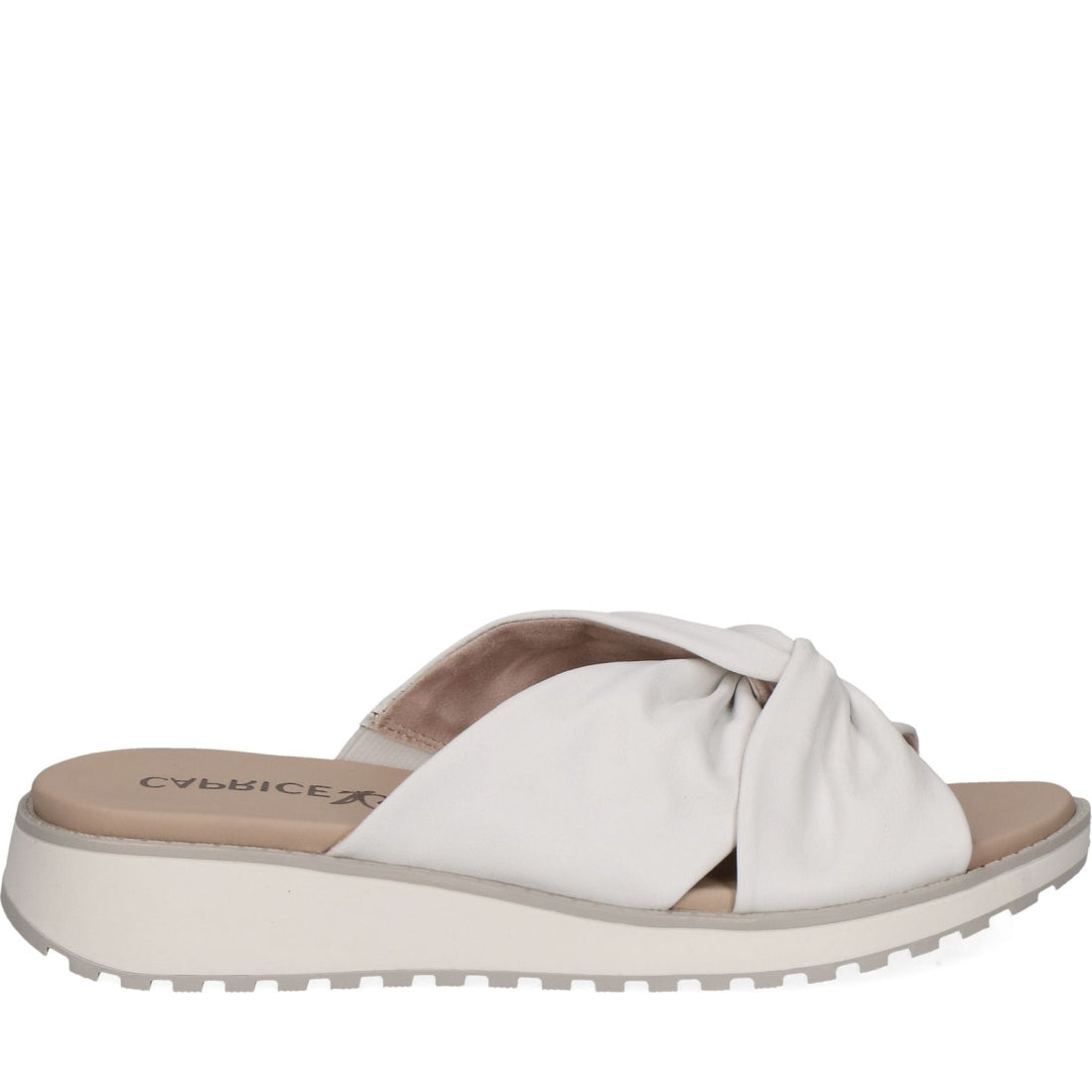 Caprice womens white nappa casual open slippers | Vilbury London