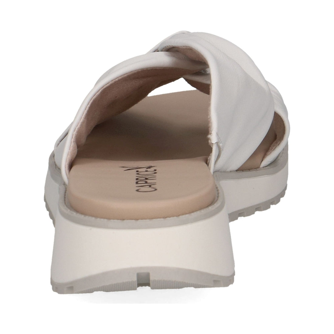 Caprice womens white nappa casual open slippers | Vilbury London