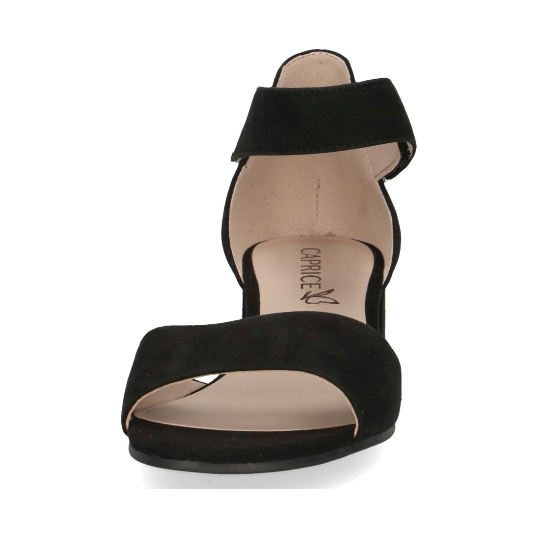 Caprice womens black suede casual open sandals | Vilbury London