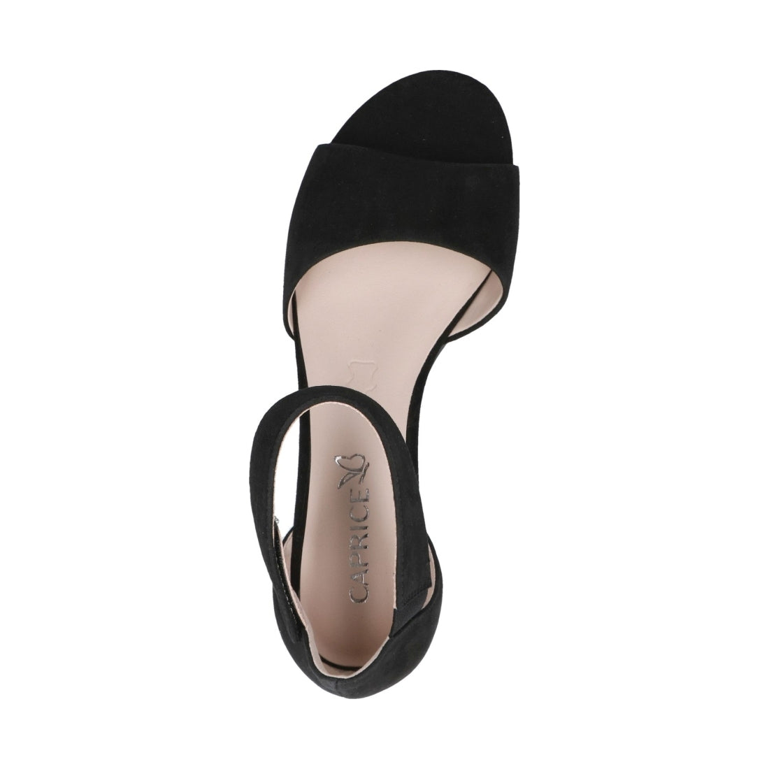 Caprice womens black suede casual open sandals | Vilbury London