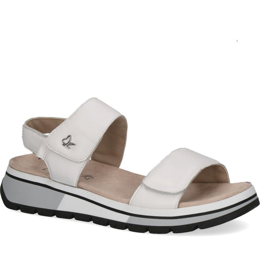 Caprice womens white softnap casual open sandals | Vilbury London