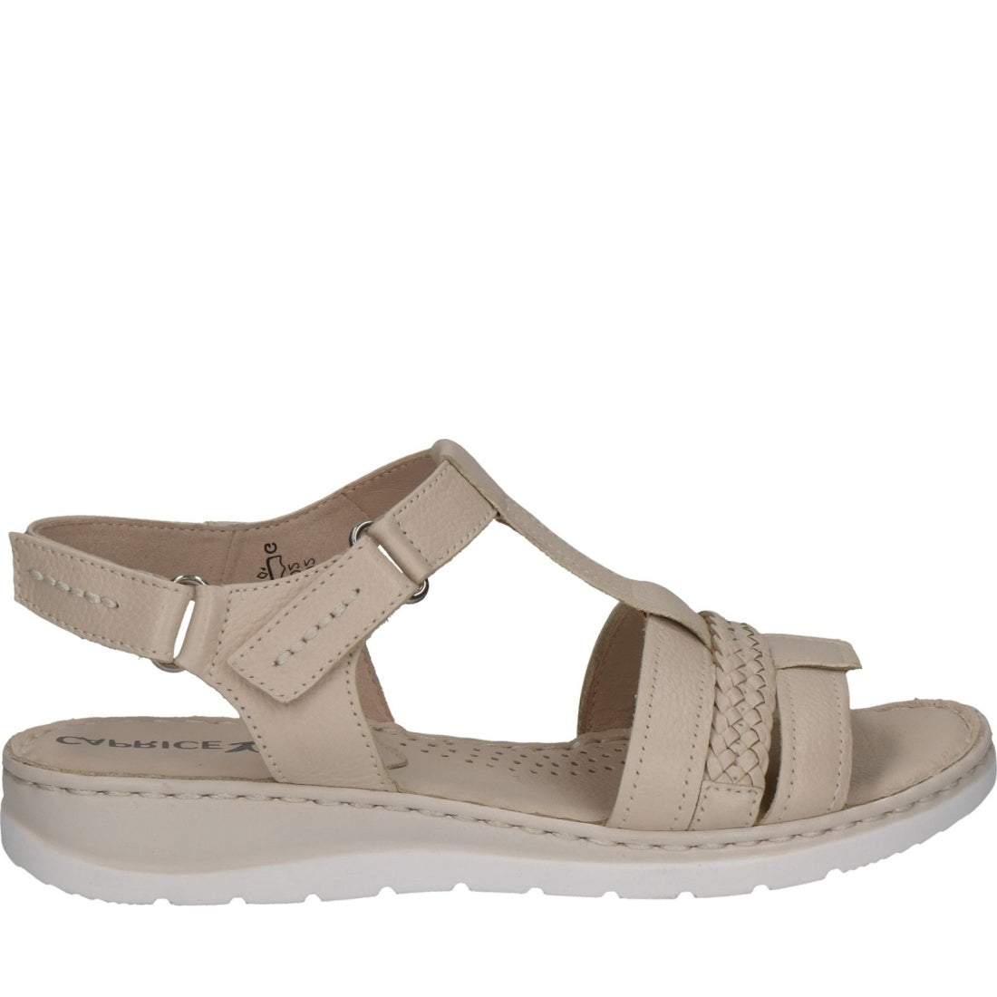 Caprice womens eggshell nappa casual open sandals | Vilbury London