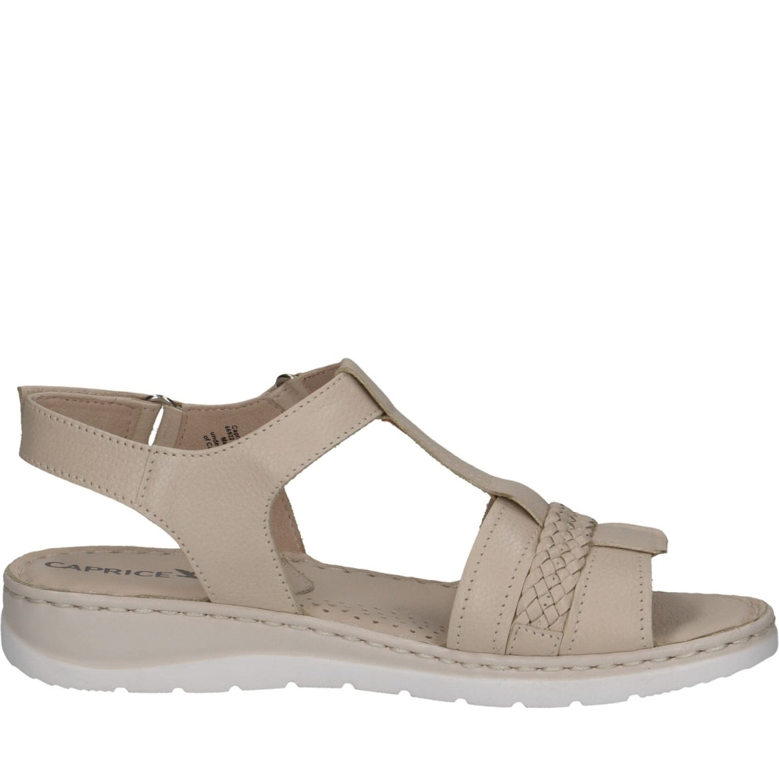 Caprice womens eggshell nappa casual open sandals | Vilbury London