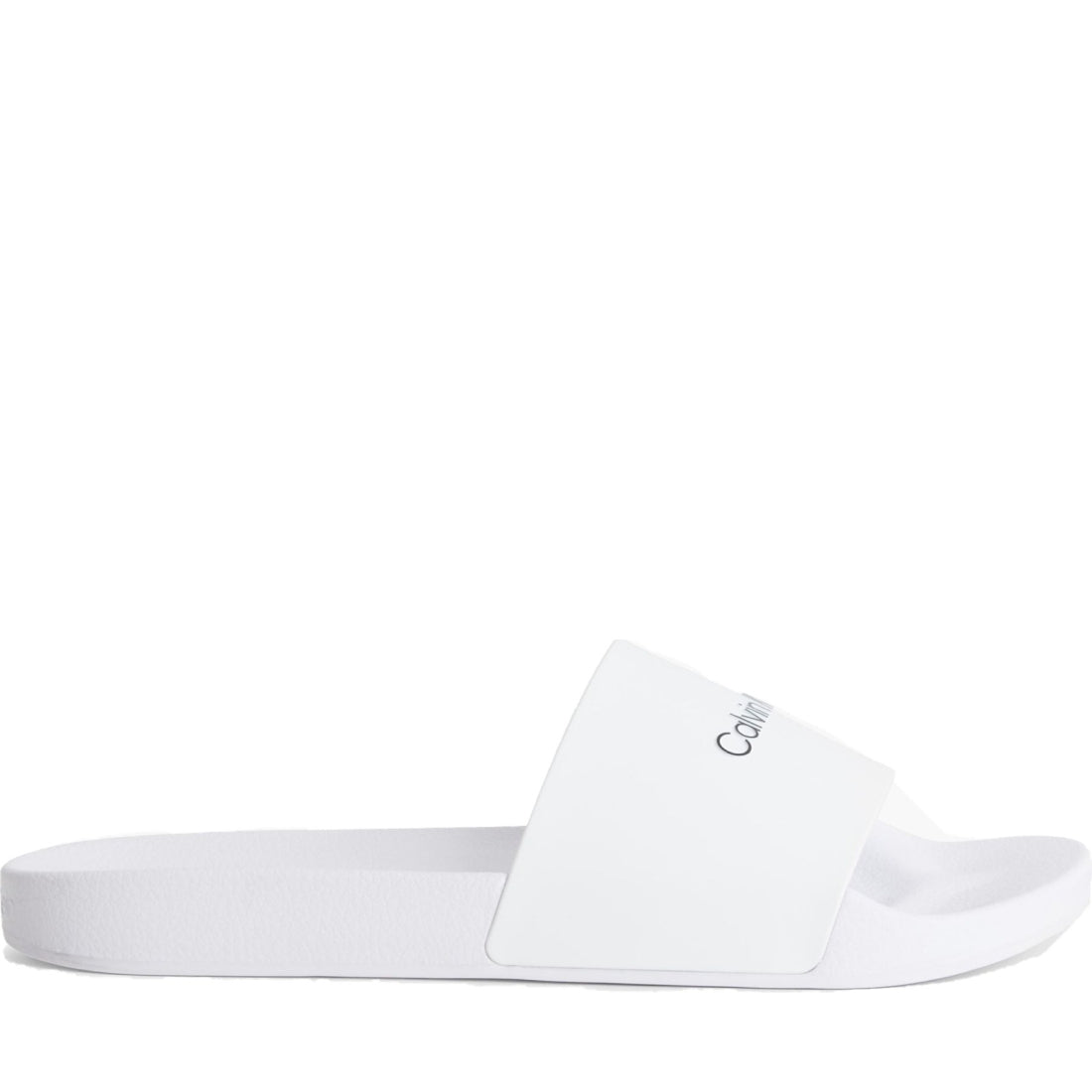 Calvin Klein mens bright white pool slide rubber | Vilbury London