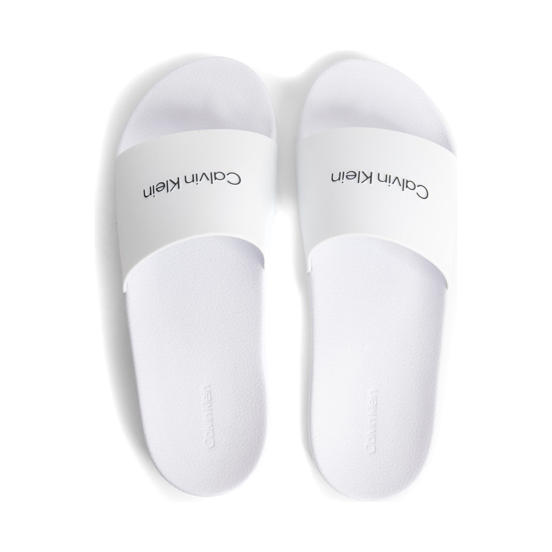 Calvin Klein mens bright white pool slide rubber | Vilbury London