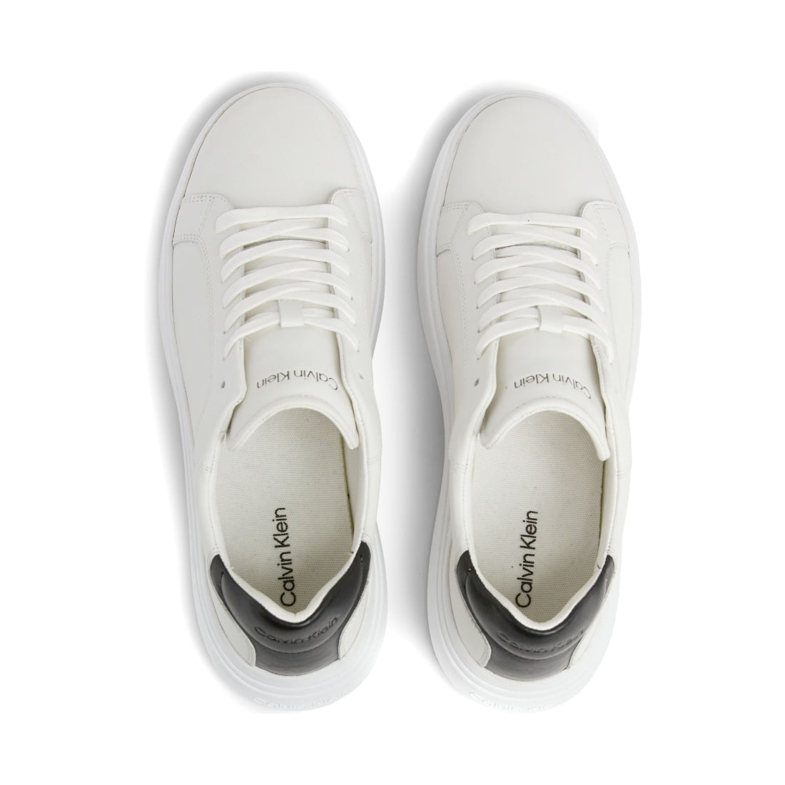 Calvin Klein mens white, black low top lace up leisure | Vilbury London