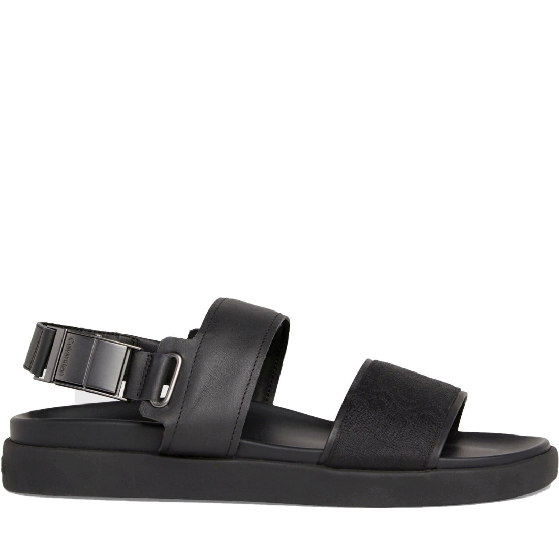 Calvin Klein mens black mono jacquard back strap sandal | Vilbury London