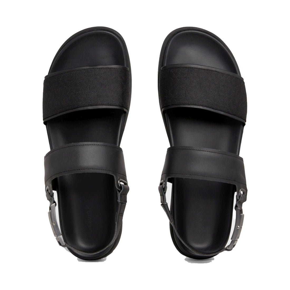 Calvin Klein mens black mono jacquard back strap sandal | Vilbury London