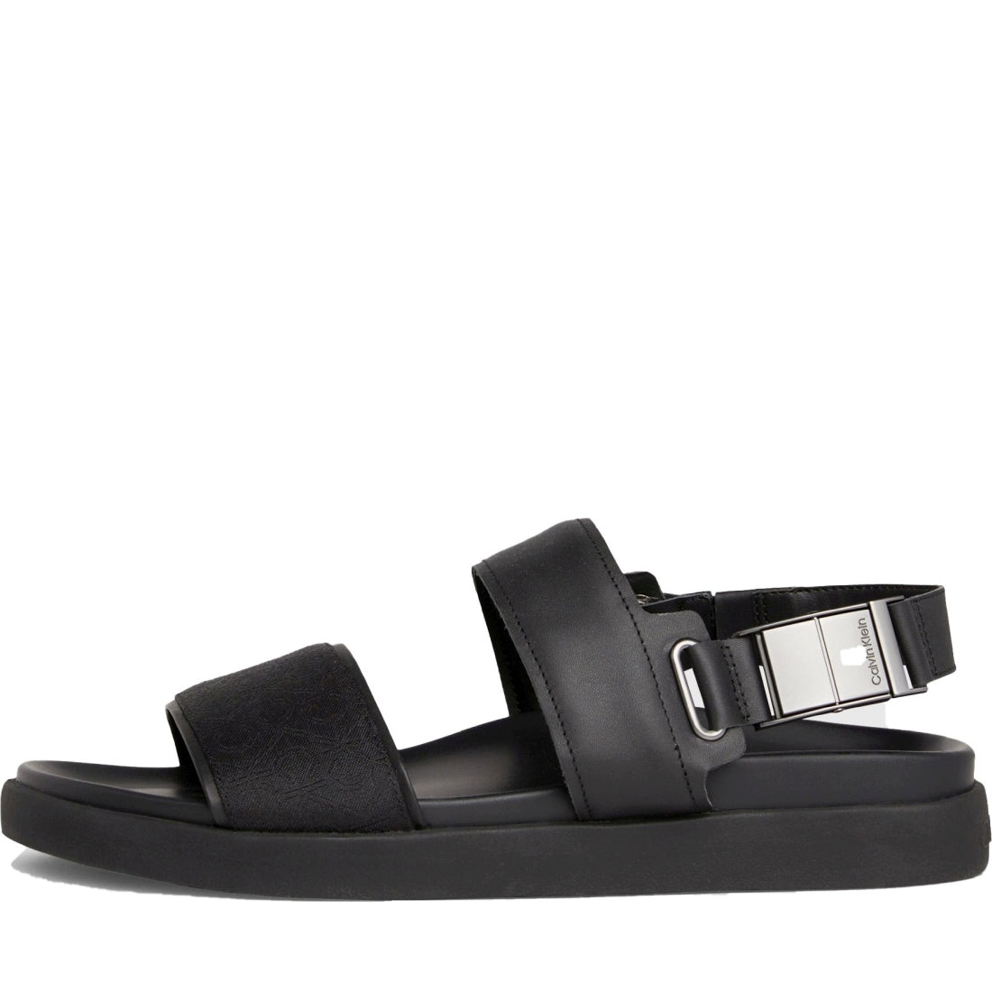 Calvin Klein mens black mono jacquard back strap sandal | Vilbury London