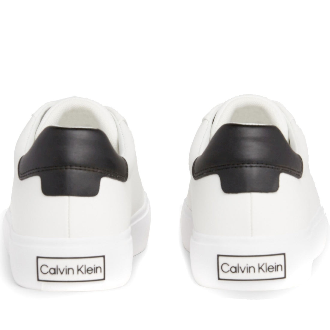 Calvin Klein womens white, black vulcanized lace up leisure trainers | Vilbury London