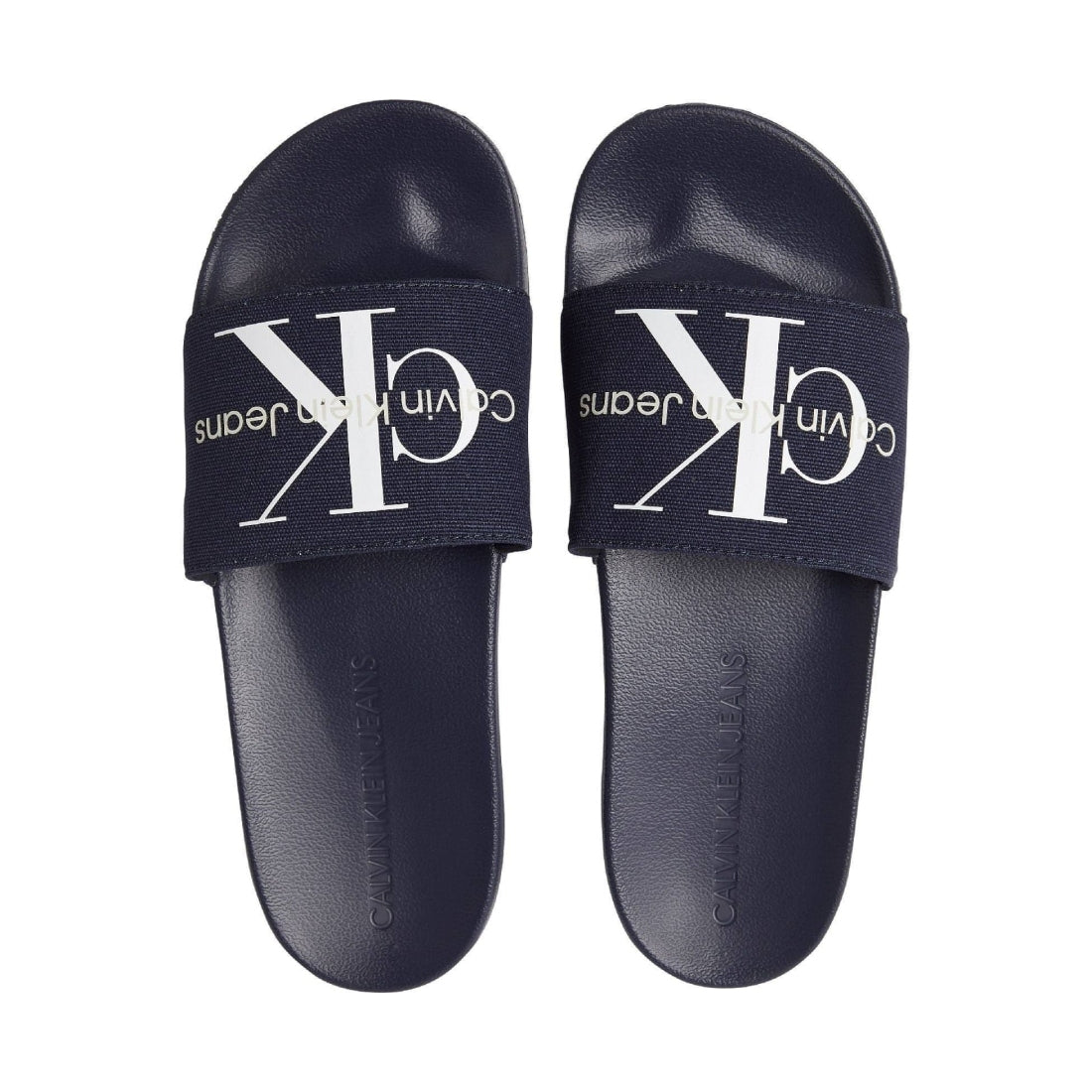 Calvin Klein Jeans mens navy slide monogram | Vilbury London