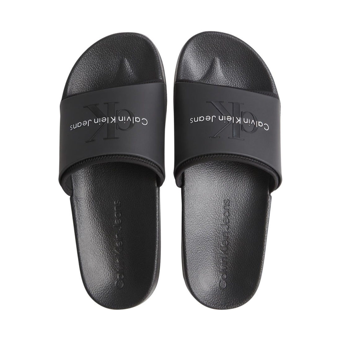 Calvin Klein Jeans mens black slide monogram | Vilbury London