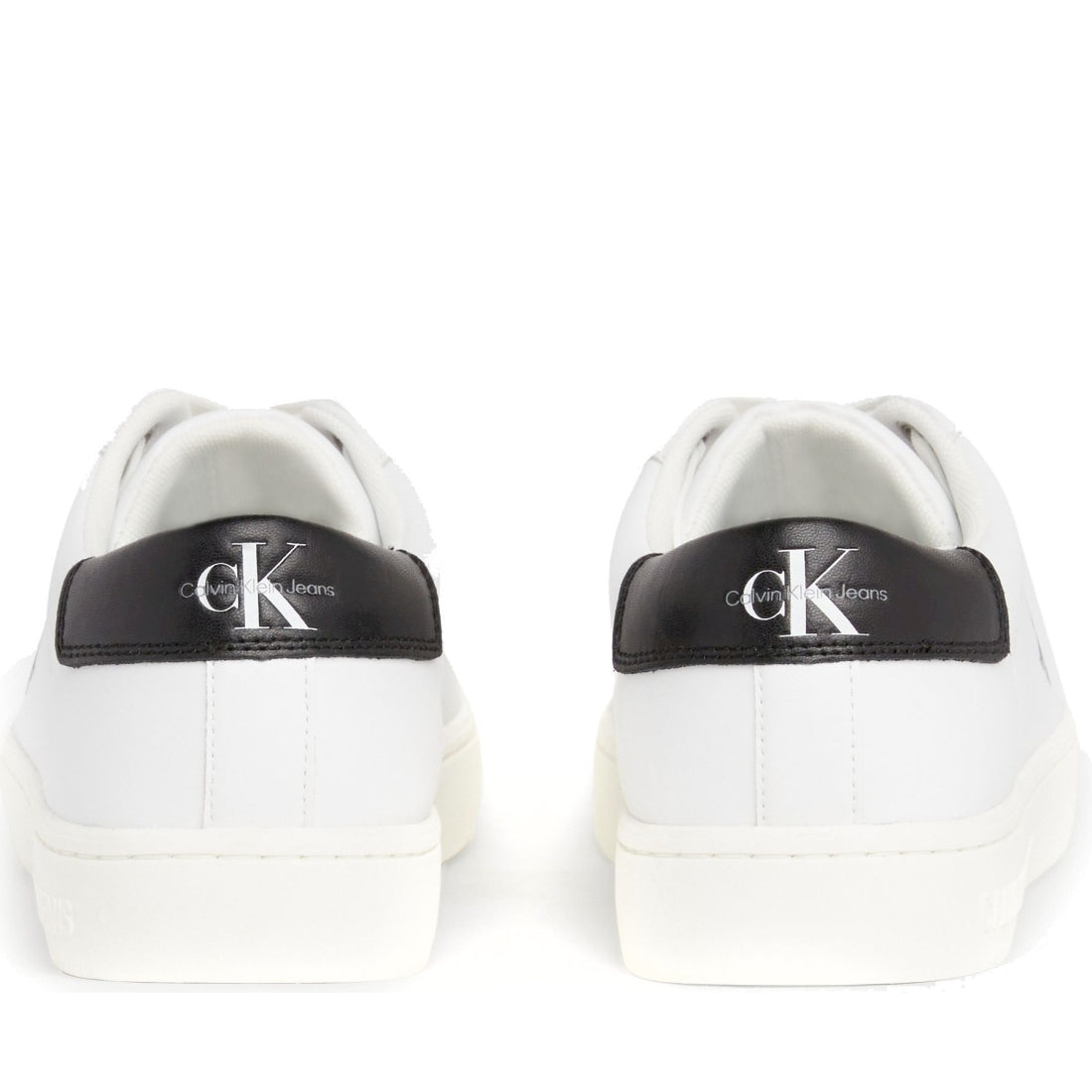 Calvin Klein Jeans mens bright white classicc low lace up leisure trainers | Vilbury London