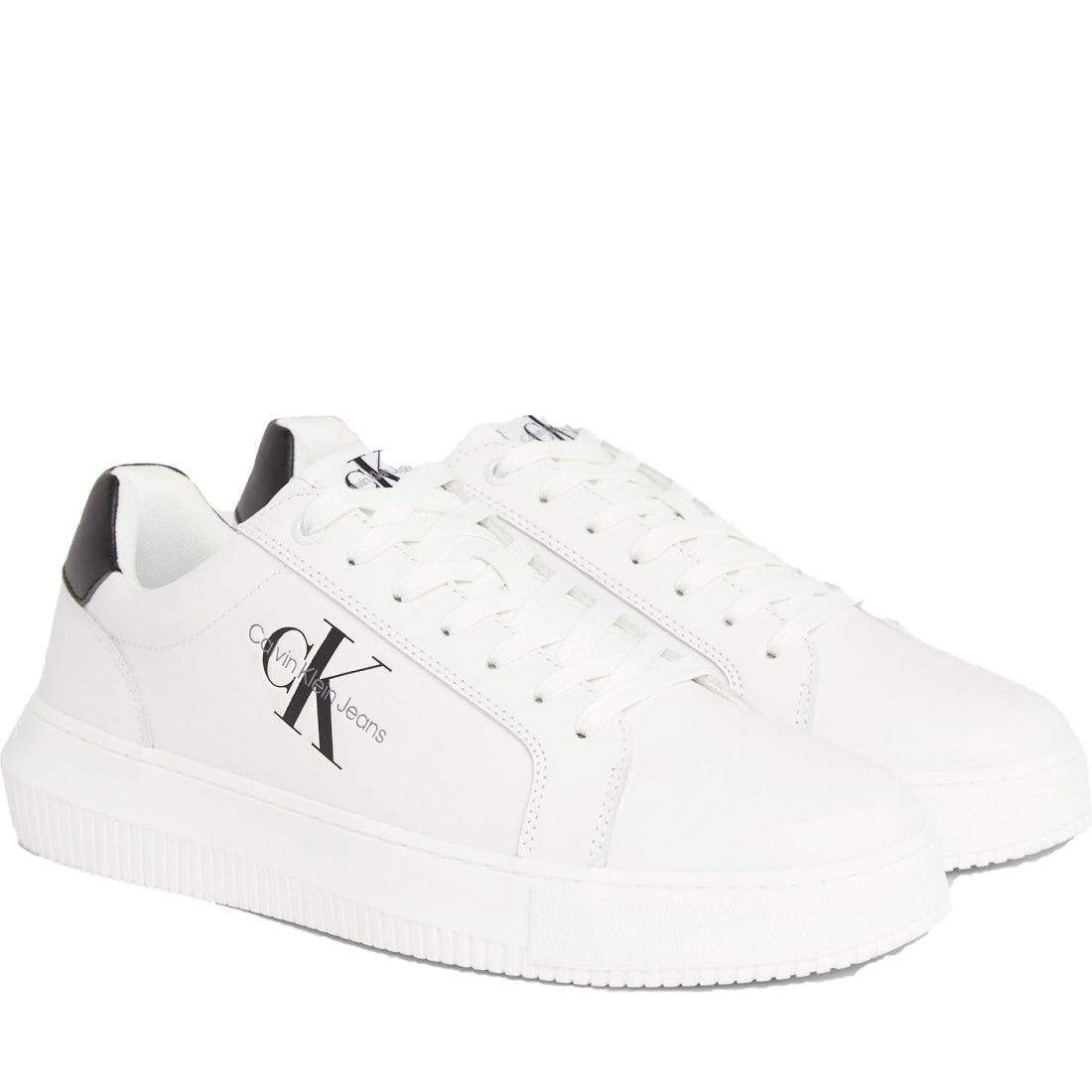 Calvin Klein Jeans mens white, black chunky cupsole leisure trainers | Vilbury London