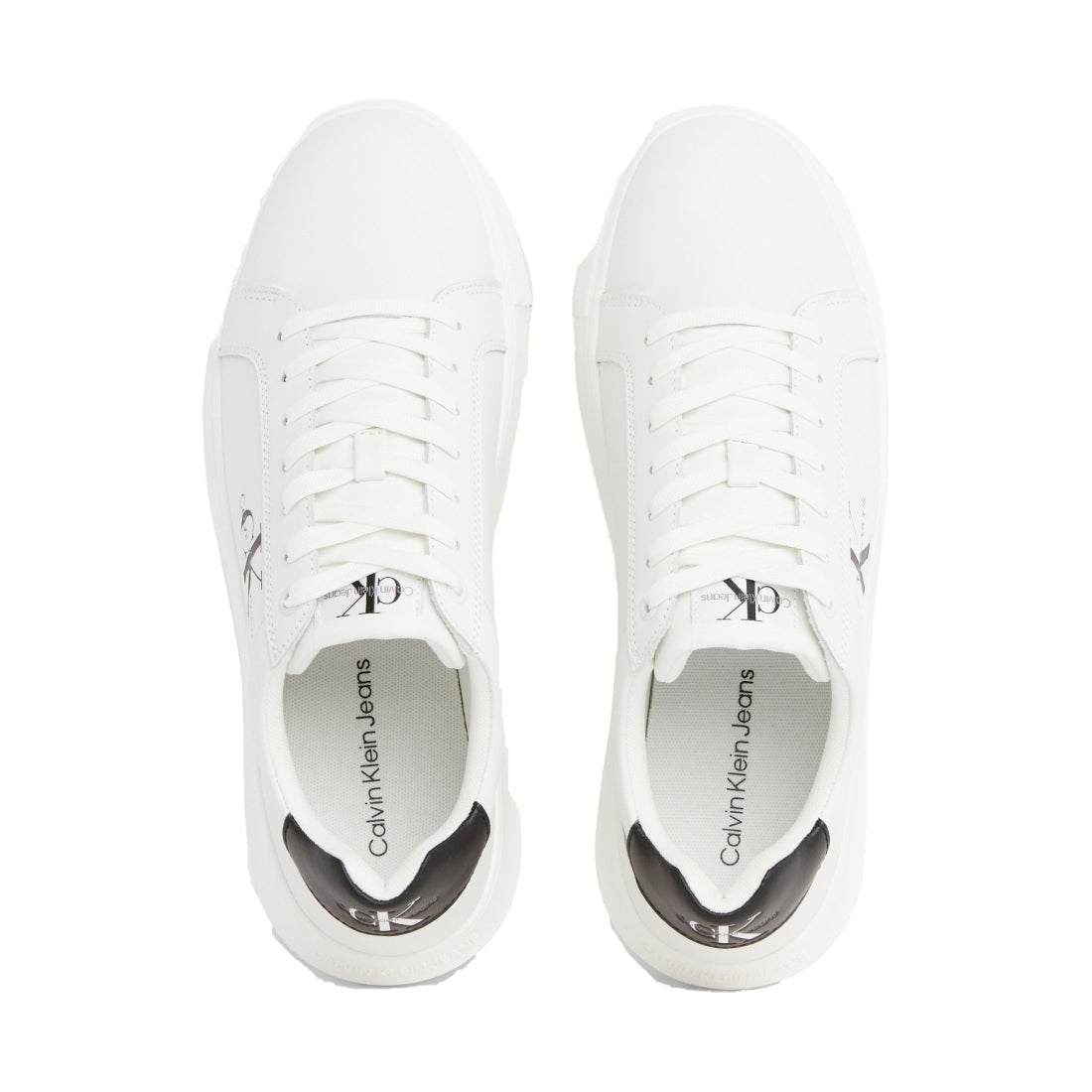 Calvin Klein Jeans mens white, black chunky cupsole leisure trainers | Vilbury London