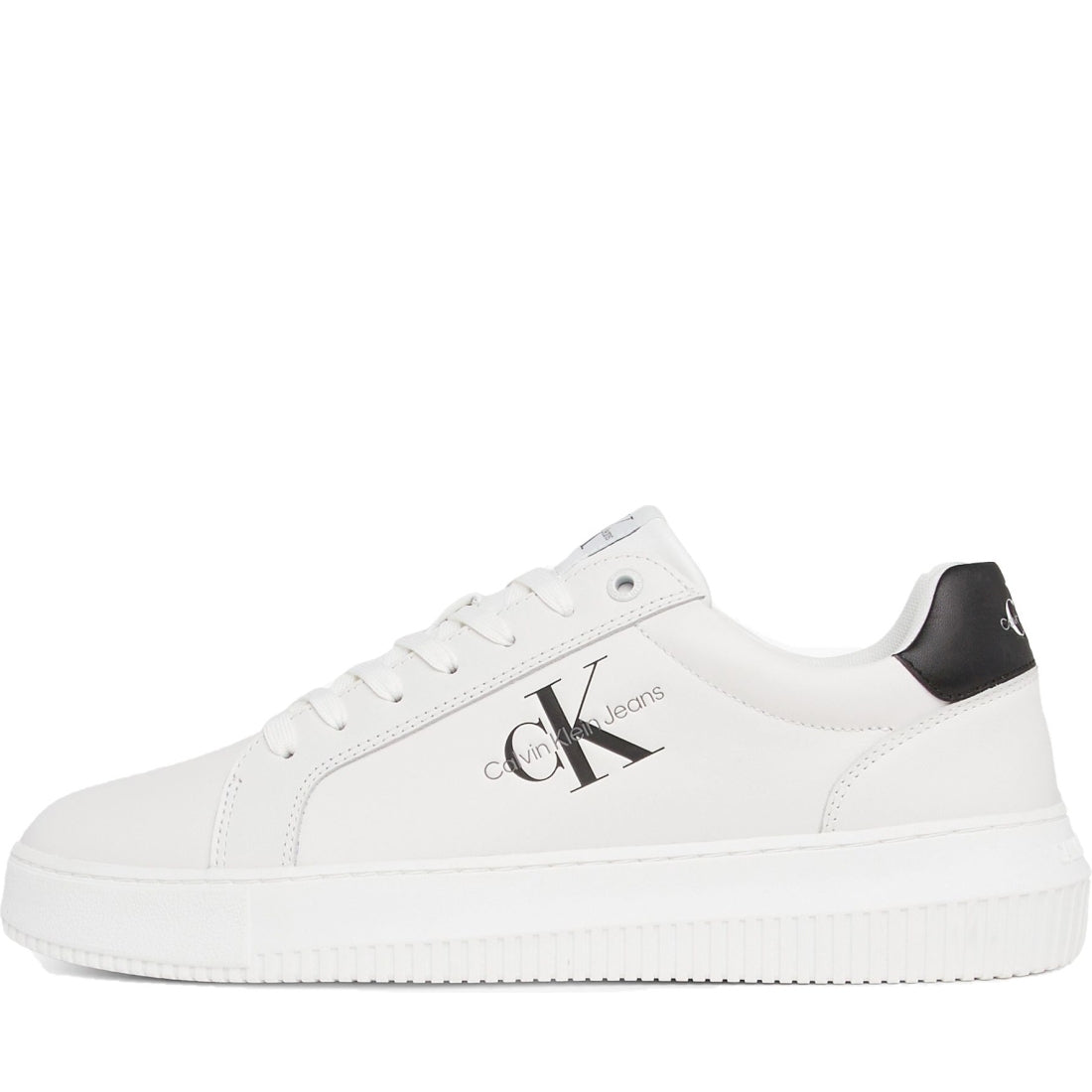 Calvin Klein Jeans mens white, black chunky cupsole leisure trainers | Vilbury London