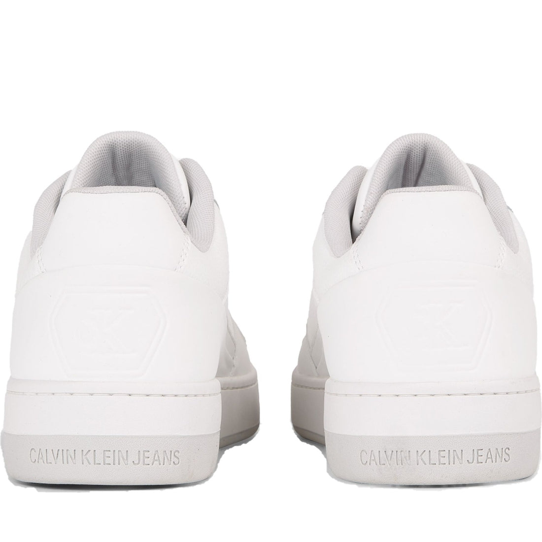 Calvin Klein Jeans mens triple bright white basket cupsole low trainers | Vilbury London