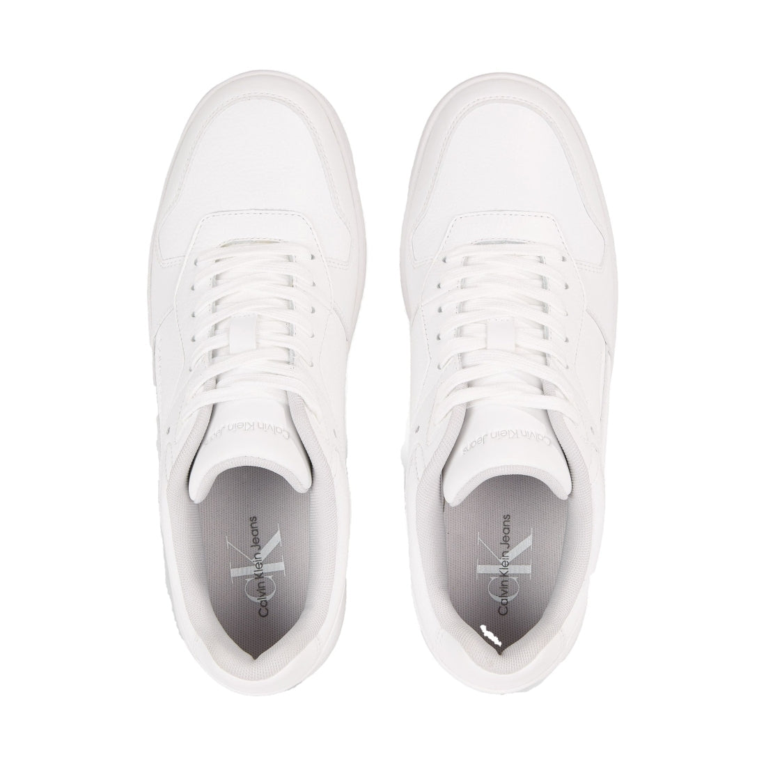 Calvin Klein Jeans mens triple bright white basket cupsole low trainers | Vilbury London