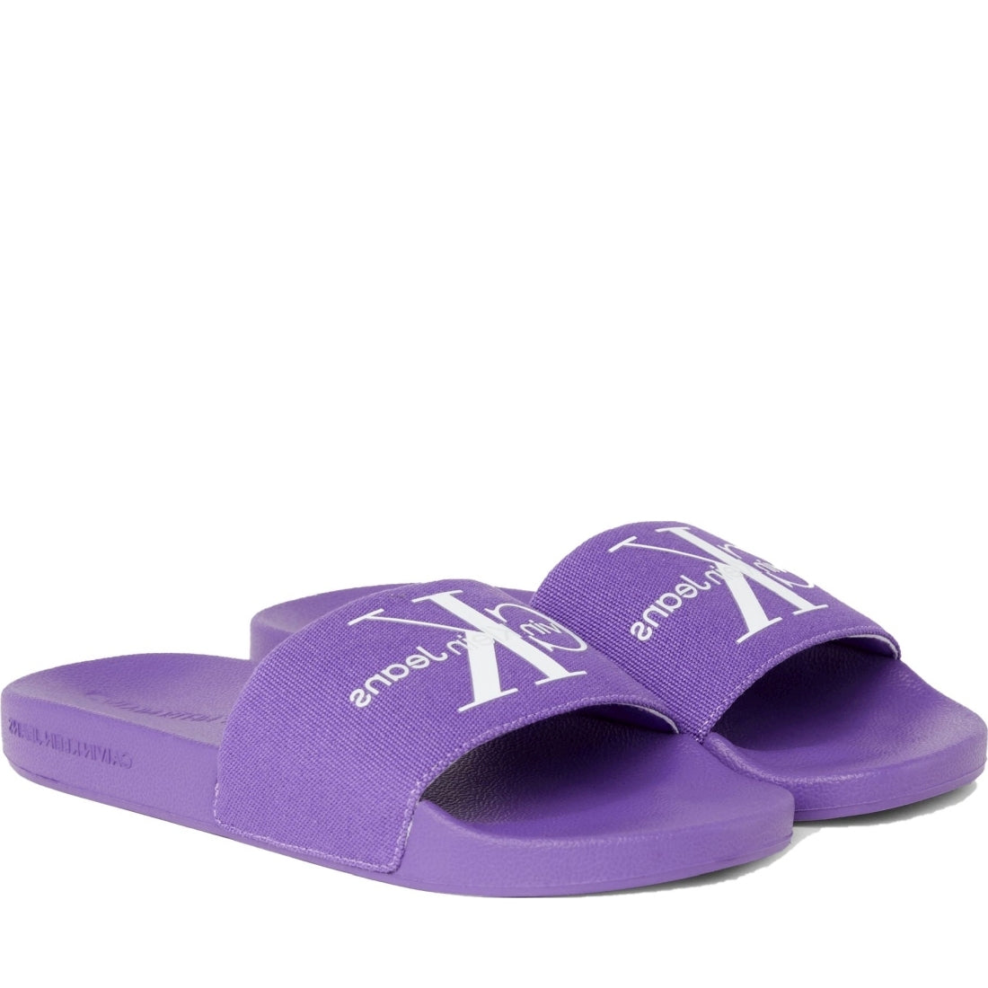 Calvin Klein Jeans womens deep lavender, white slide monogram | Vilbury London