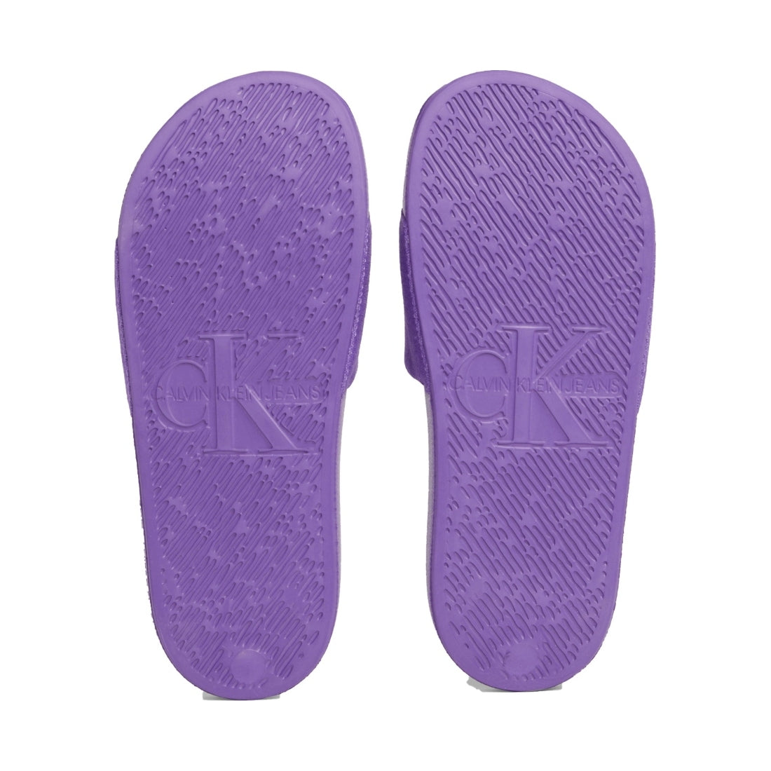 Calvin Klein Jeans womens deep lavender, white slide monogram | Vilbury London