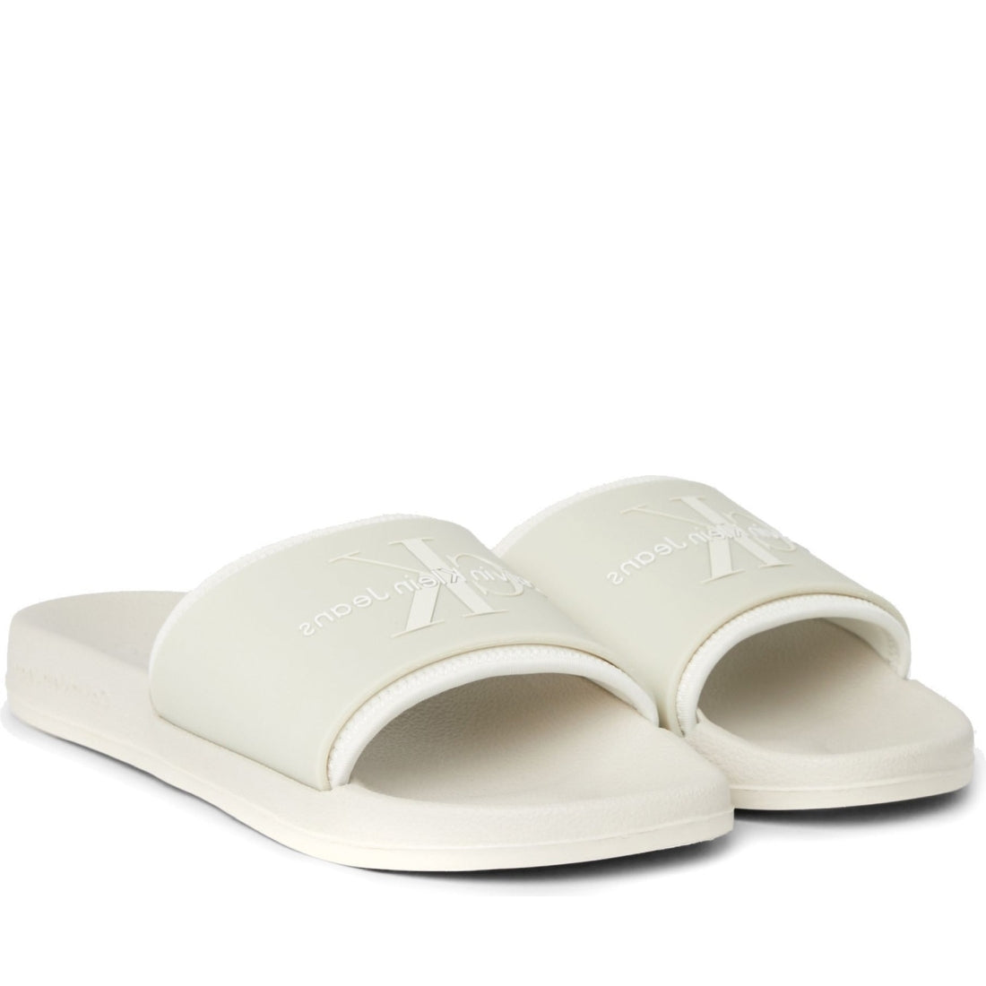 Calvin Klein Jeans womens eggshell, creamy slide monogram | Vilbury London