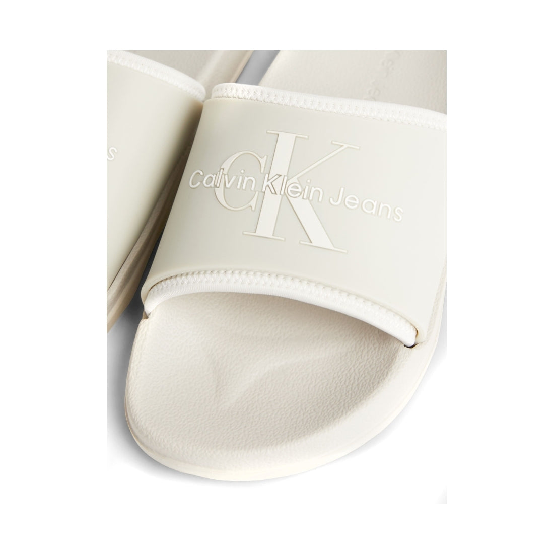 Calvin Klein Jeans womens eggshell, creamy slide monogram | Vilbury London