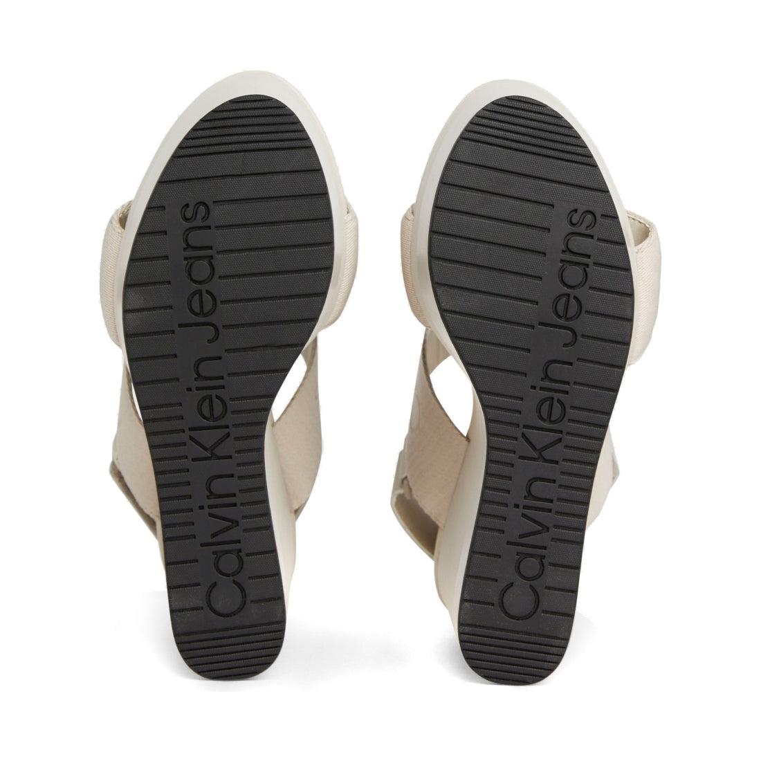 Calvin Klein Jeans womens eggshell wedge sandal webbing | Vilbury London