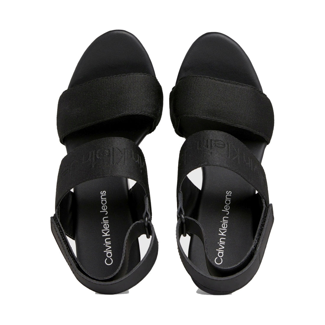 Calvin Klein Jeans womens black wedge sandal webbing | Vilbury London