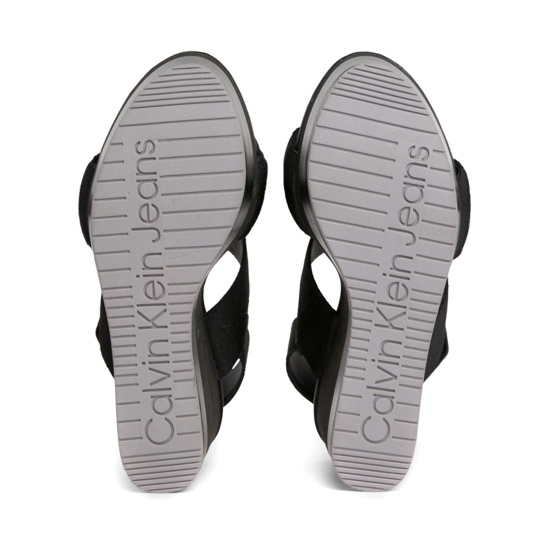 Calvin Klein Jeans womens black wedge sandal webbing | Vilbury London