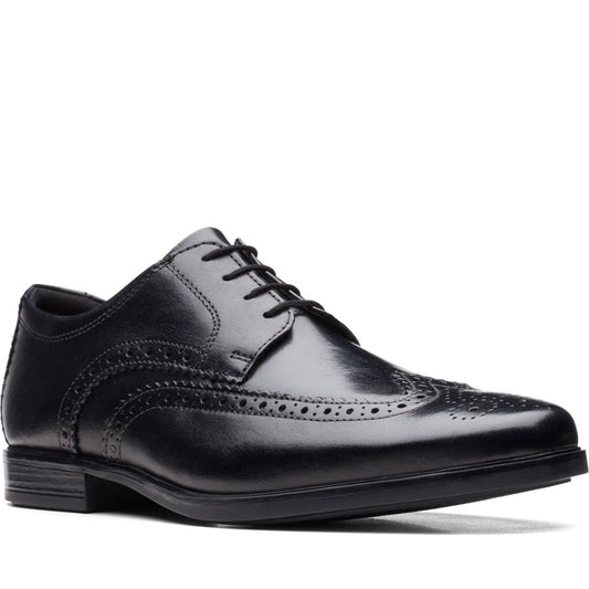 Clarks mens 1216 black leather howard wing formal | Vilbury London