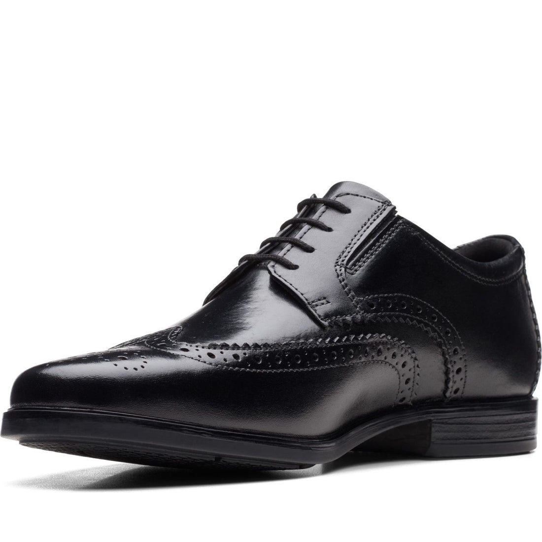 Clarks mens 1216 black leather howard wing formal | Vilbury London