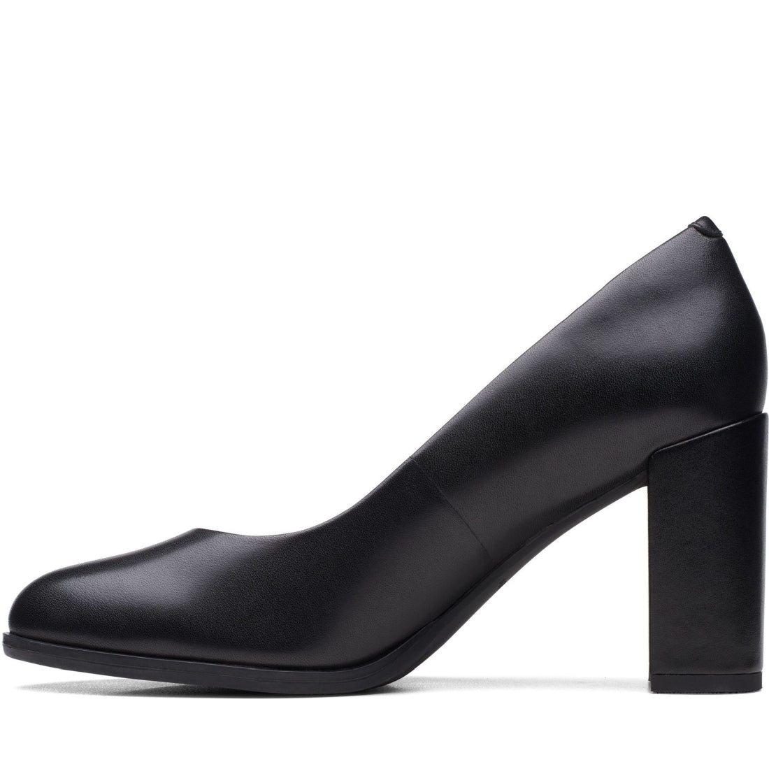 Clarks womens 1216 black leather freva85 court pumps | Vilbury London