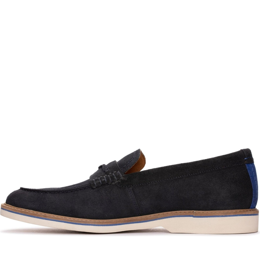 Clarks mens 2250 navy suede atticus ltslip mocasins | Vilbury London