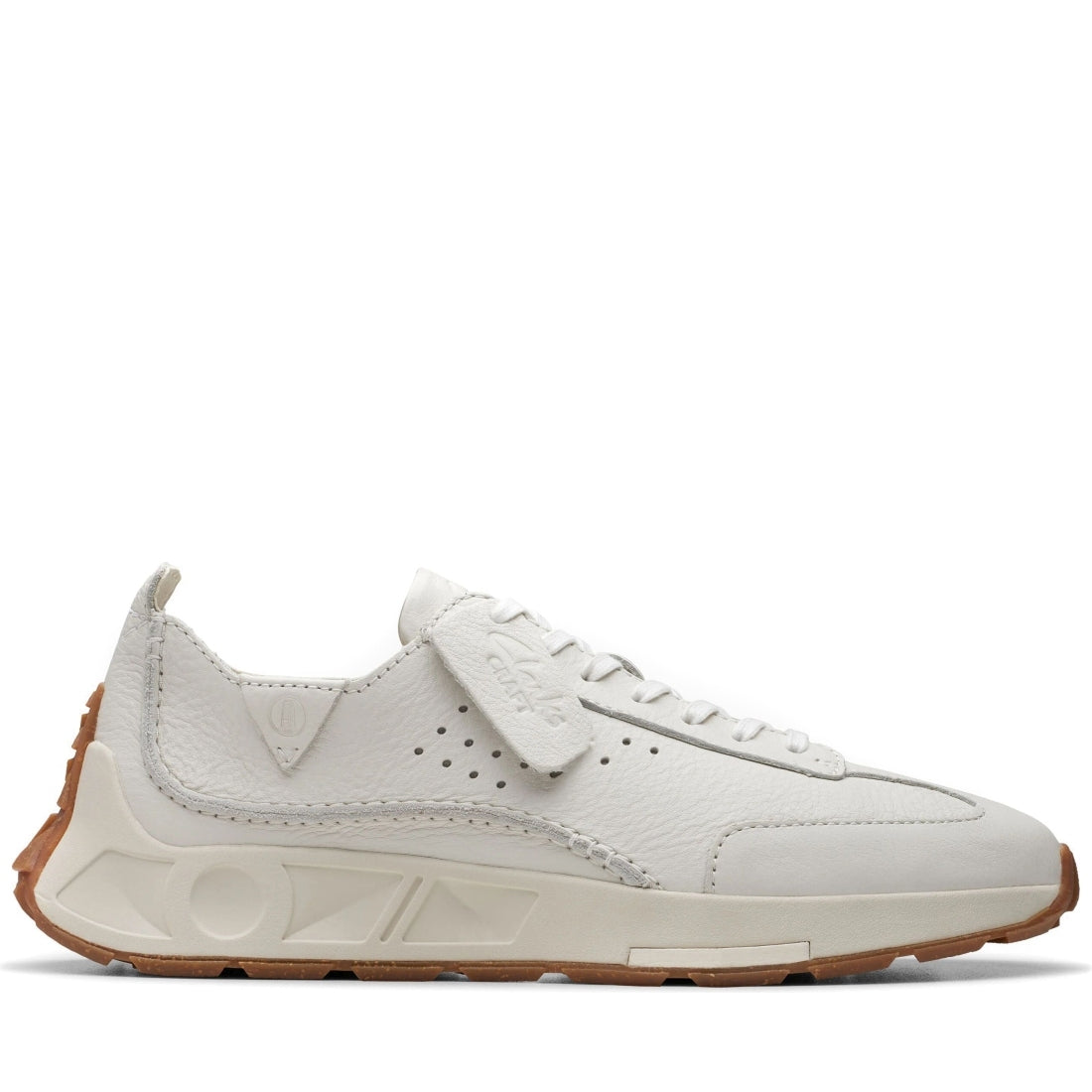 Clarks mens 1255 white leather craft speed leisure trainers | Vilbury London