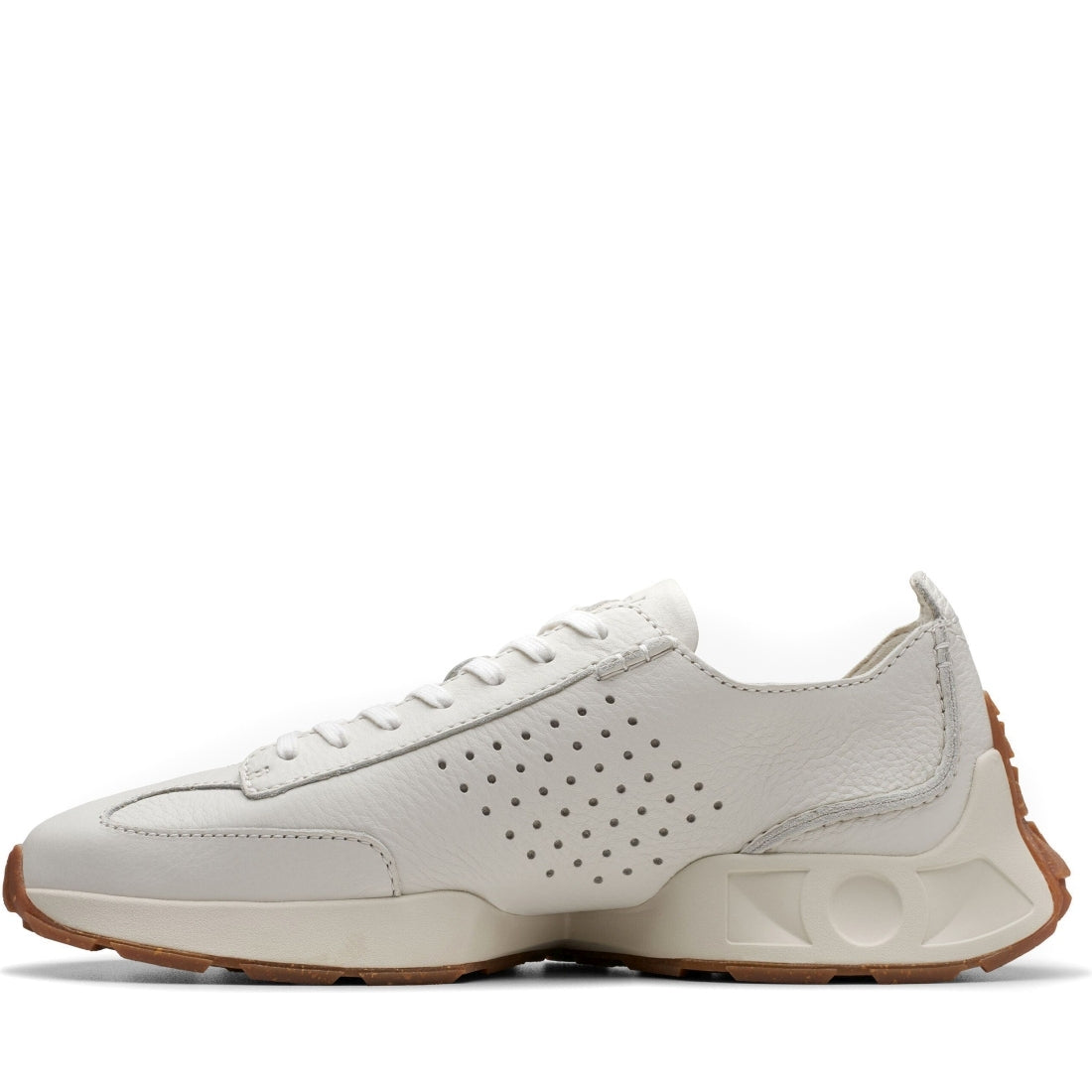 Clarks mens 1255 white leather craft speed leisure trainers | Vilbury London