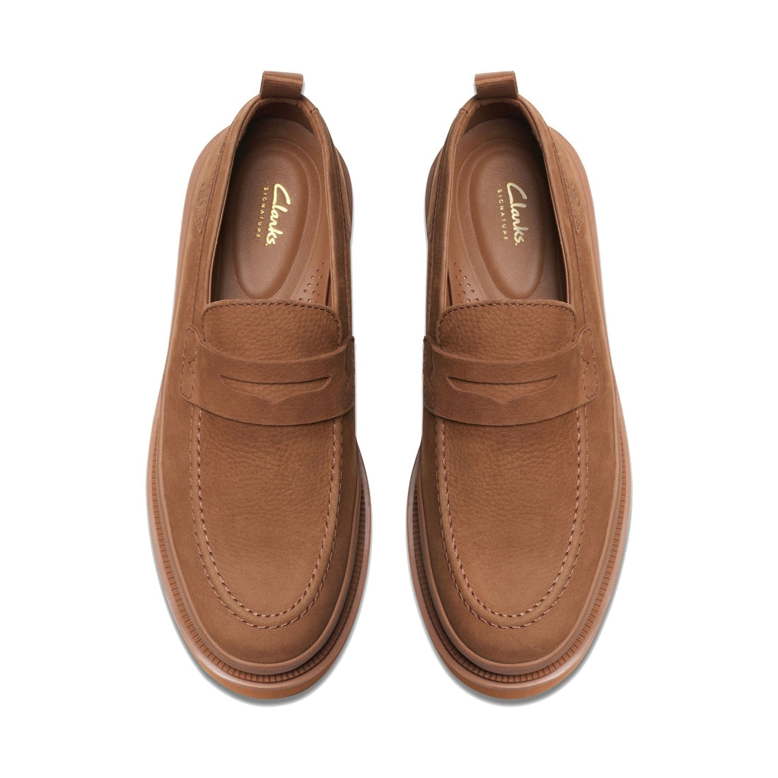 Clarks mens 1260 cola nubuck badell step loafers | Vilbury London