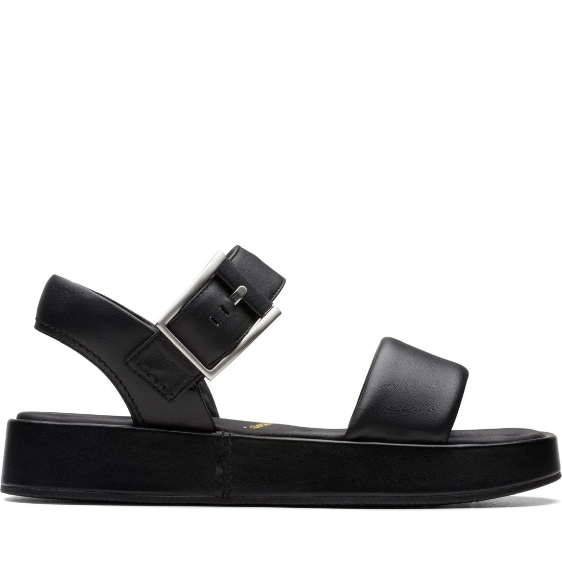 Clarks womens 1216 black leather alda strap sandals | Vilbury London