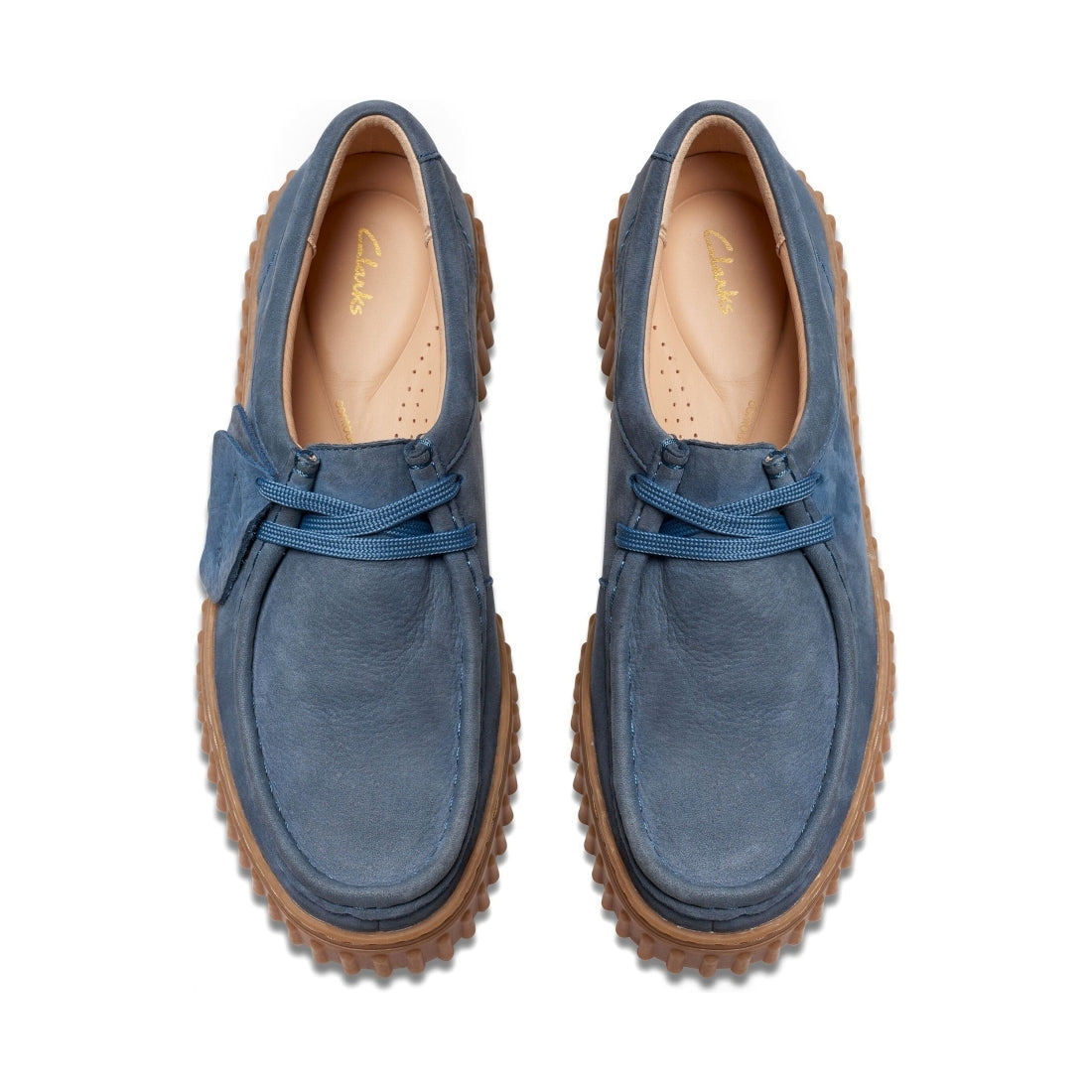 Clarks womens 2243 blue nubuck torhill bee leisure trainers | Vilbury London