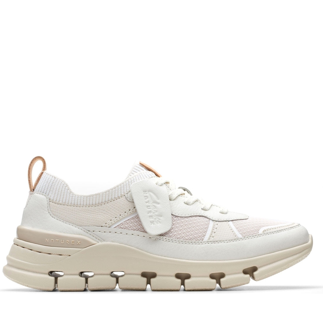 Clarks womens 1237 off white combi nature x cove leisure trainers | Vilbury London