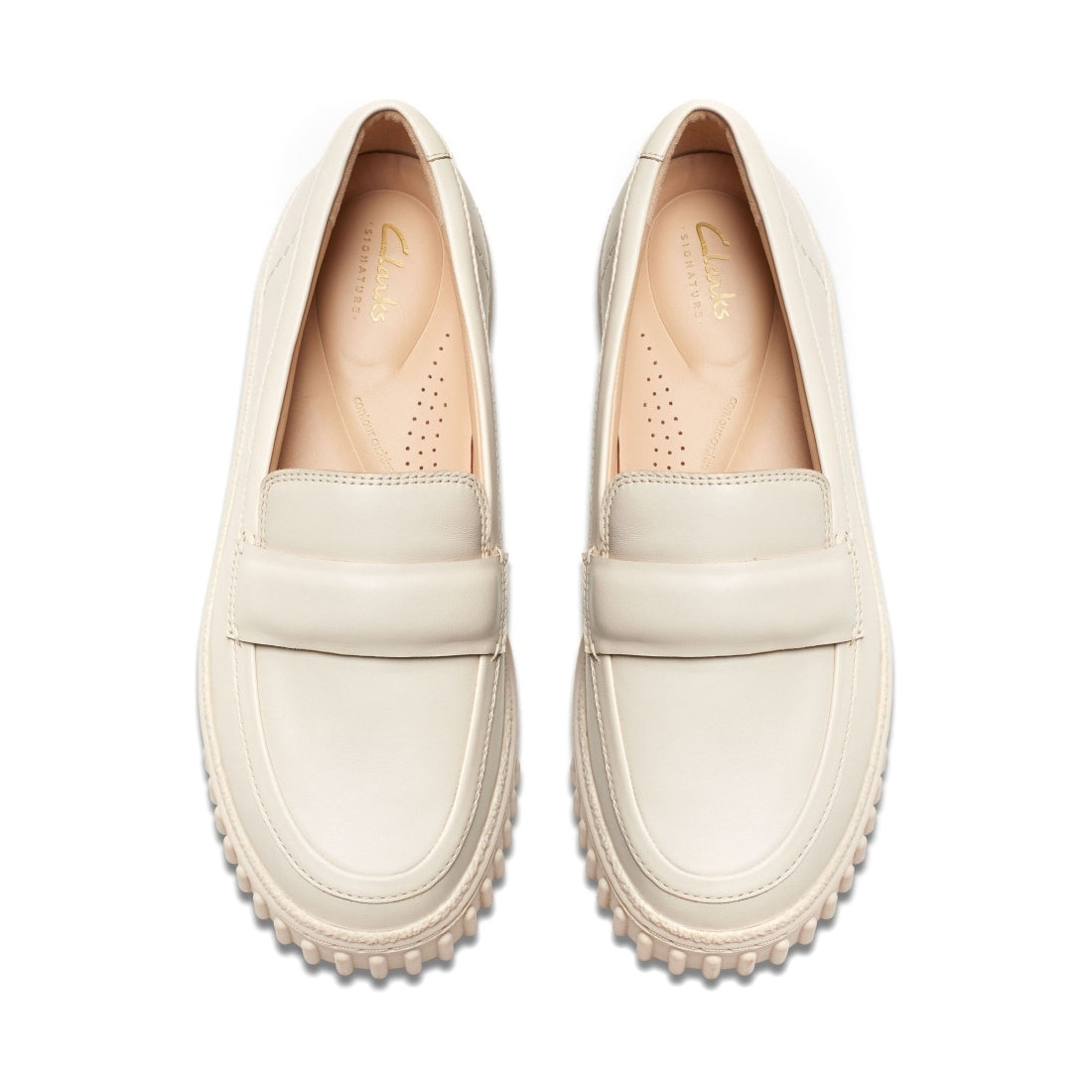 Clarks womens 1227 cream leather mayhill cove loafers | Vilbury London