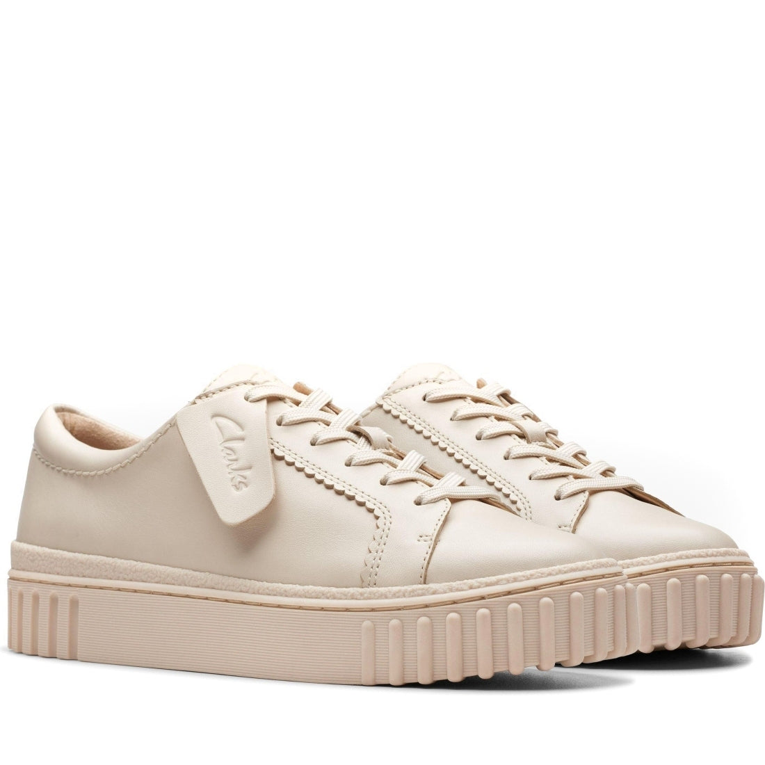 Clarks womens 1227 cream leather mayhill walk leisure trainers | Vilbury London