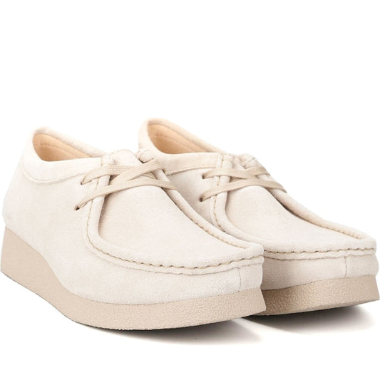 Clarks womens 1247 sand suede wallabeeevosh leisure trainers | Vilbury London