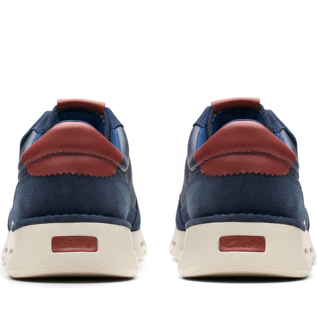 Clarks mens 2248 navy leather nature x one leisure trainers | Vilbury London