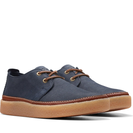 Clarks mens 2249 navy nubuck clarkwood low leisure trainers | Vilbury London