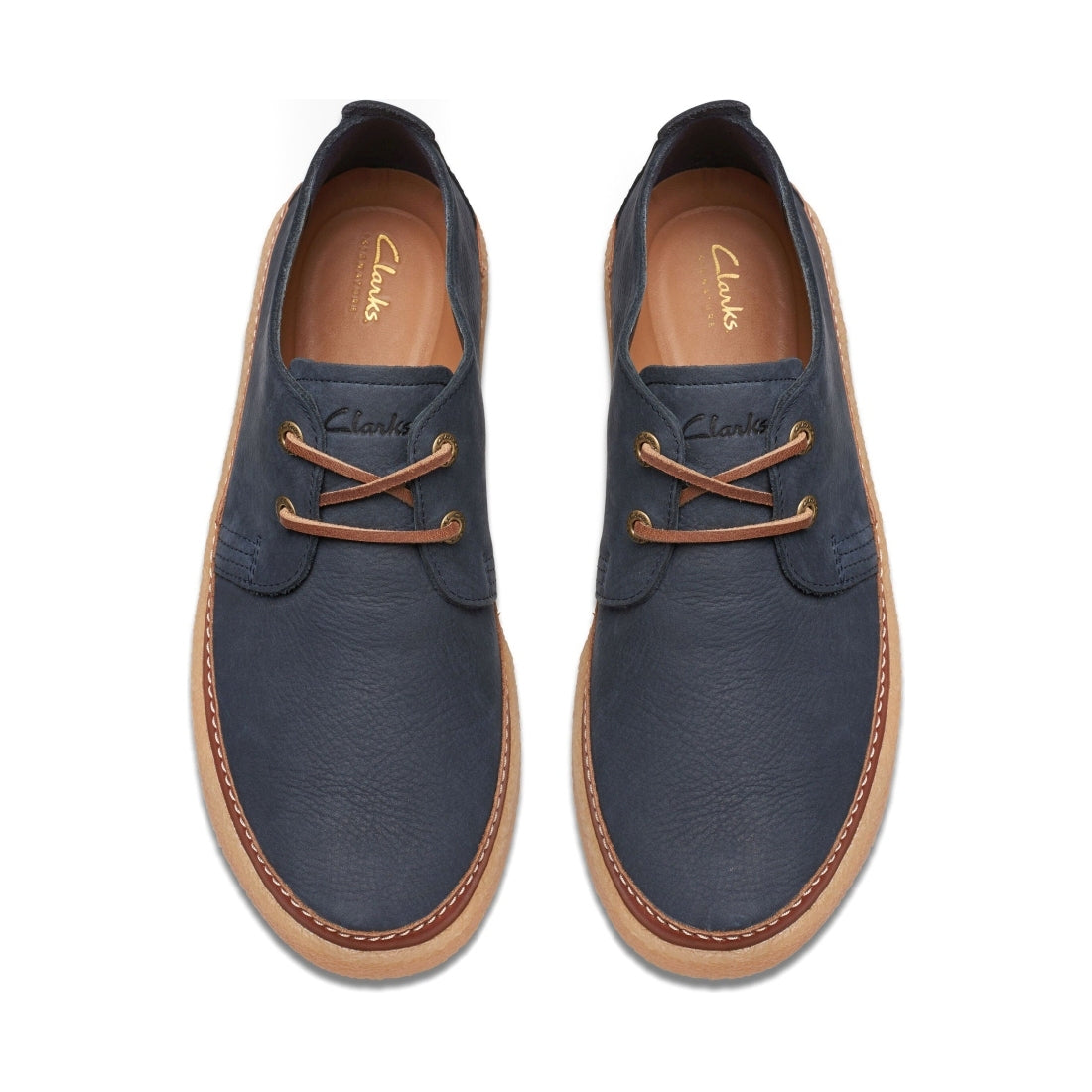 Clarks mens 2249 navy nubuck clarkwood low leisure trainers | Vilbury London