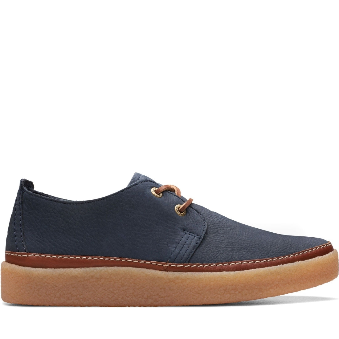 Clarks mens 2249 navy nubuck clarkwood low leisure trainers | Vilbury London