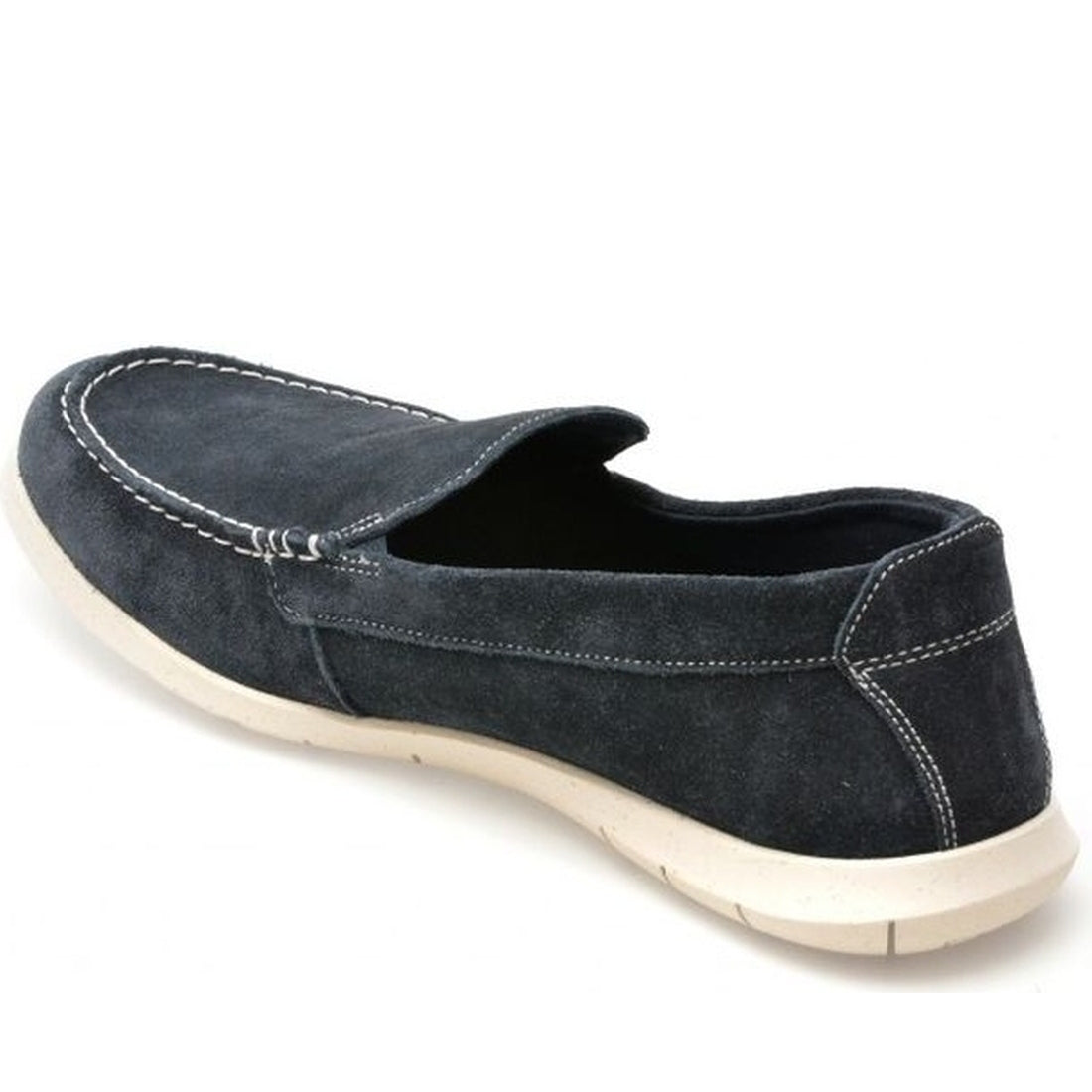 Clarks mens 2250 navy suede flexway step mocasins | Vilbury London