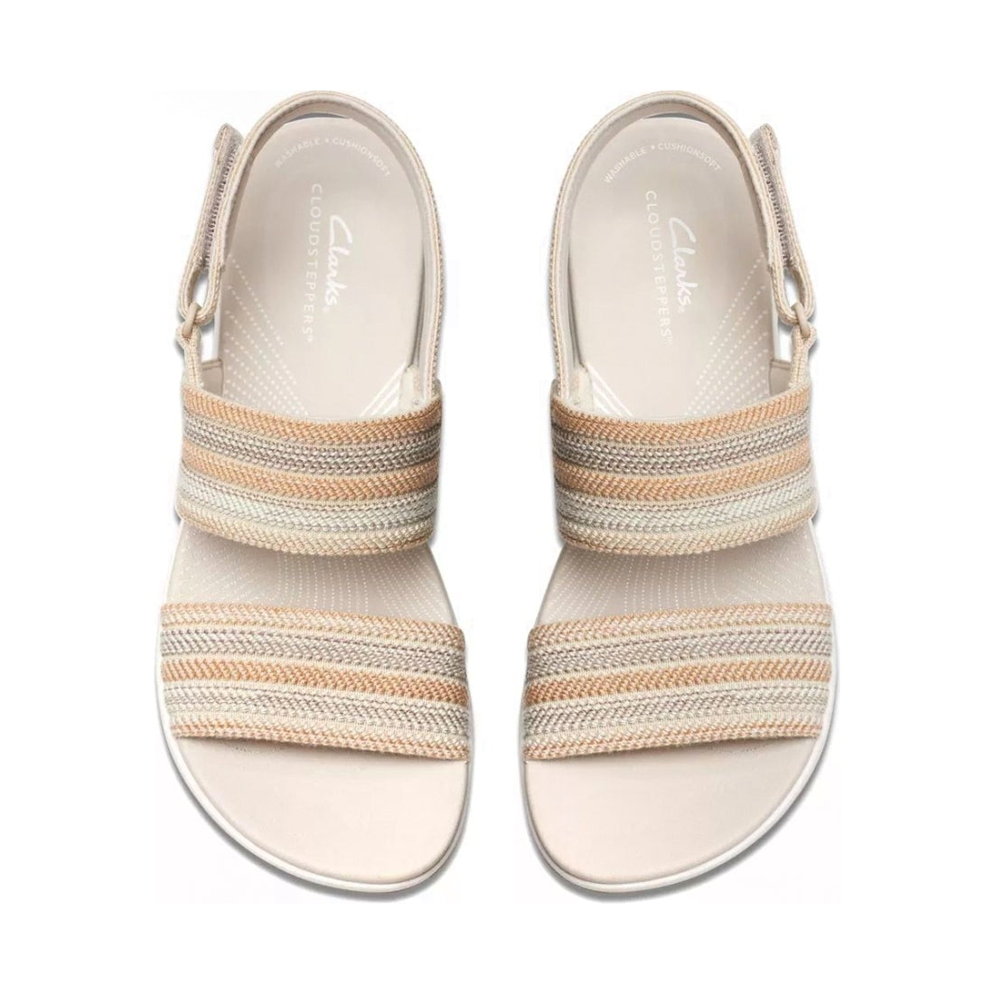 Clarks womens 1213 beige combi arla stroll sandals | Vilbury London